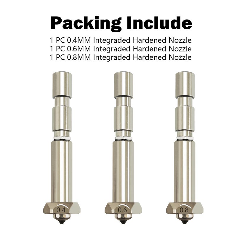 HzdaDeve 0.4MM 0.6MM 0.8MM Integrated Hardened Steel Nozzles for Kobra 3 Max Combo Quick-Swap High Flow High Speed Throat Tube Nozzles Print Head Extruder Kit Hot End for Anycubic Printer (3PK) - Image 2